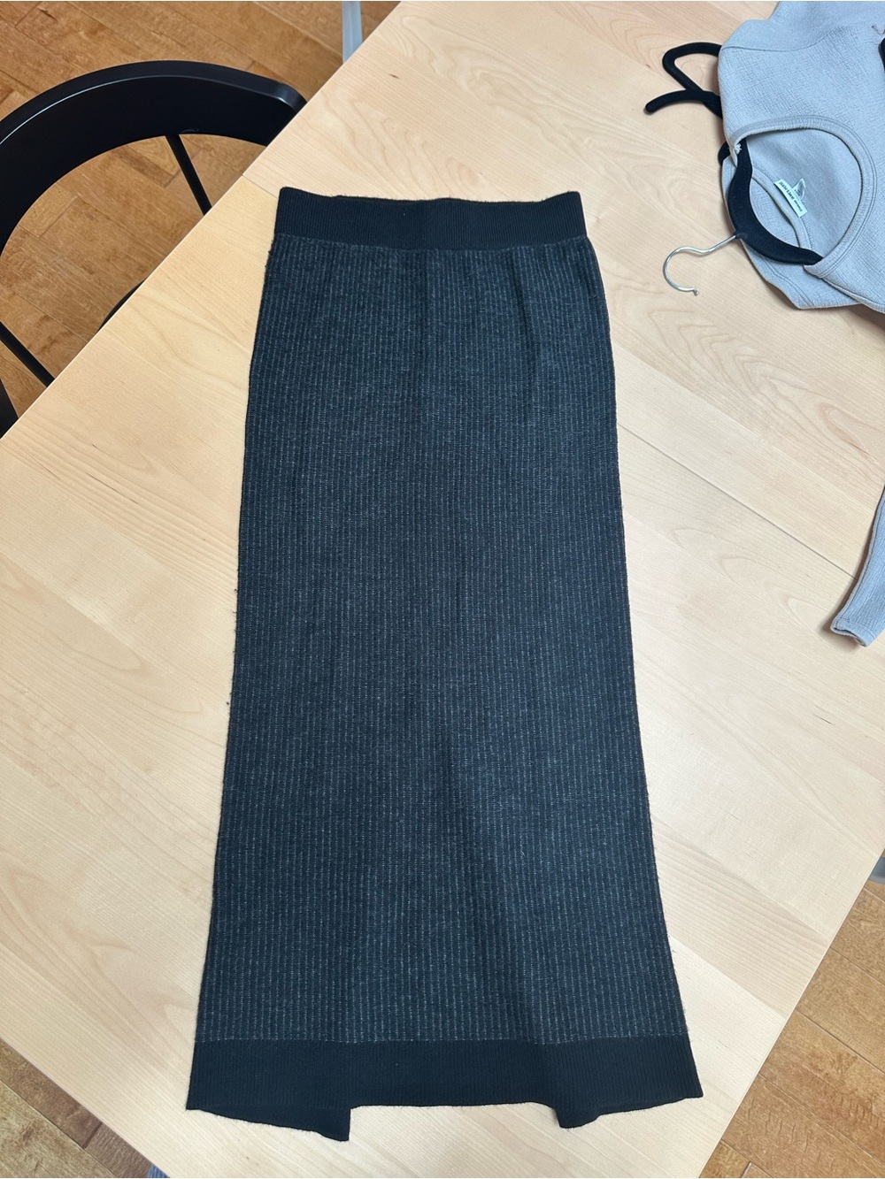 ATM Anthony Thomas Melillo Charcoal Ribbed Knit Midi Skirt